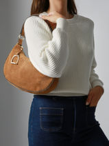 Shoulder Bag Altesse Suede Leather Etrier Beige altesse suede EASU017M-vue-porte