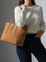 Shoulder Bag Altesse Suede Leather Etrier Beige altesse suede EASU088M-vue-porte