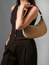 Sac Port� �paule Altesse Suede Cuir Etrier Beige altesse suede EASU017M-vue-porte