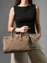 Satchel M Equestre Croco Leather Etrier Brown equestre croco EEQC142M-vue-porte